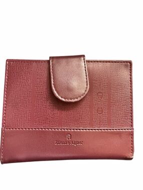 Etienne Aigner Women's Maroon Leather Snap Wallet Oxblood Vtg